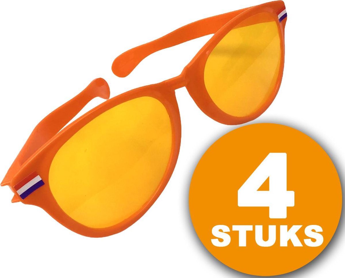 Oranje Feestbril | 4 stuks Oranje Bril 